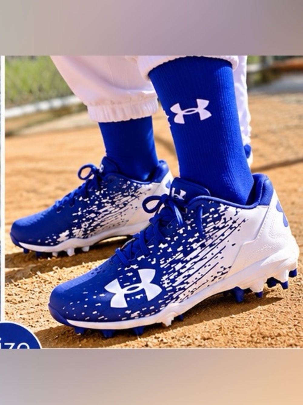 EEUC SFH Under Armour Baseball Cleats Boys Sz 13 Royal Blue w/ Box
